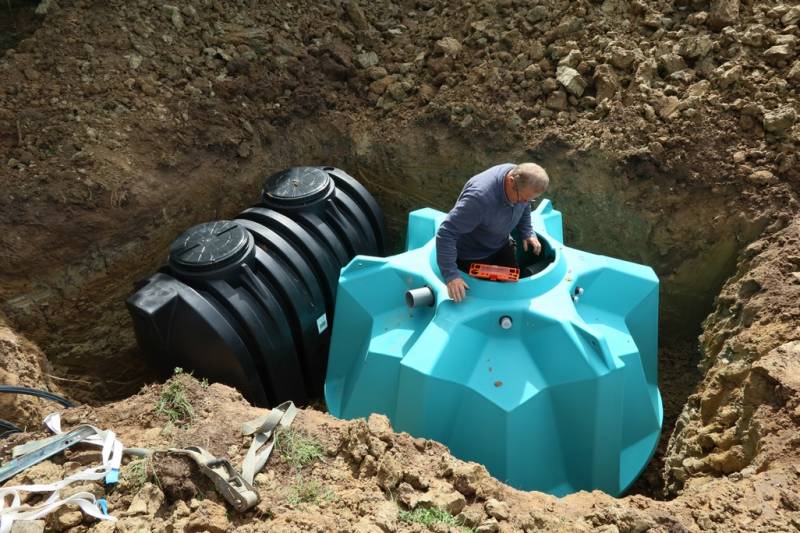 Chantier d'assainissement couplé à une récupération d'eau de pluie en Normandie 76