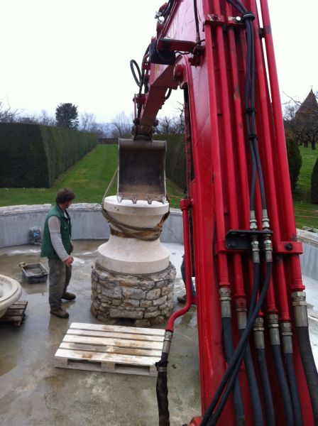 Remplaçement de la pierre abimée (1200kg) environ