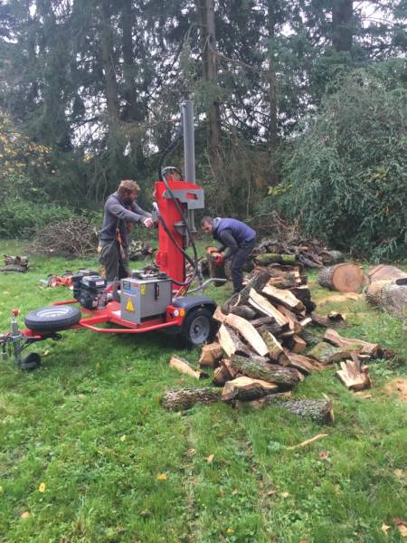 Poste de travail pour la fente de bois de chauffage région Dieppoise